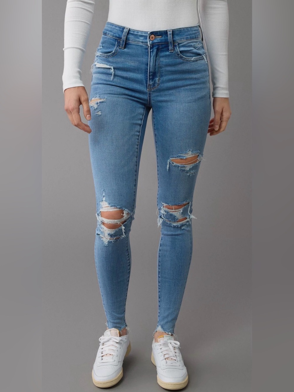 American Eagle Women’s Distressed Next Level Stretch Hi-Rise Jeggins Sz 4 R